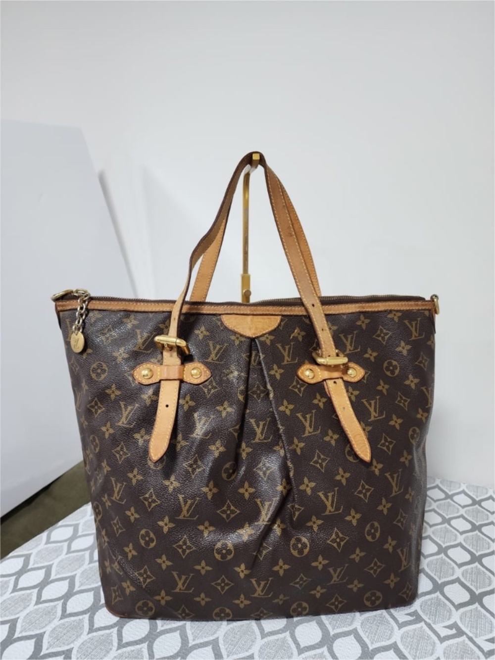 Authentic LOUIS VUITTON Monogram Palermo GM Shoulder Bag Brown/Beige